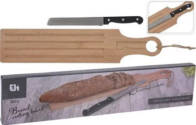 Image de Planche à pain en bambou avec couteau à pain