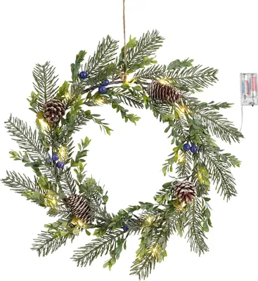 Produktbild von House of Seasons Weihnachtskranz mit LED-Lichtern - Ø42 cm - Grün
