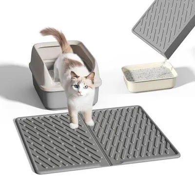 Productafbeelding van Kattenbakmat Waterdicht 61 x 43 cm - EVA Onderlegger voor Kattentoilet - Grijs