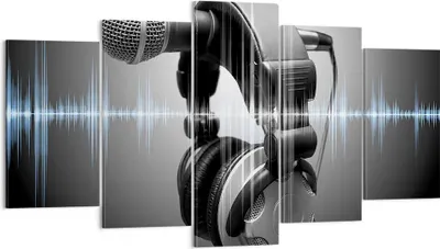 Produktbild von Bild auf Leinwand - Leinwandbild - Audio Mikrofon Musik Studio - 160x85cm - Wand Bild - Wanddeko - Leinwanddruck - Bilder - Kunstdruck - Wanddekoration - Leinwand bilder - Wandkunst - EA160x85-2549
