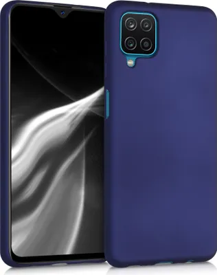 Produktbild von kwmobile Case kompatibel mit Samsung Galaxy A12 Hülle - Schutzhülle aus Silikon metallisch schimmernd - Handyhülle Metallic Blau