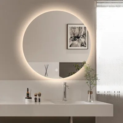 Image de Miroir avec lumières LED pour la salle de bain, rond 60cm éclairé Rotorua M