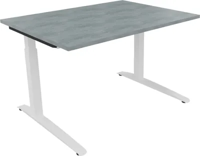 Produktbild von Schreibtisch Kufe Einzels. Quadrat B1800xT700xH650-850 ws/Beton hell
