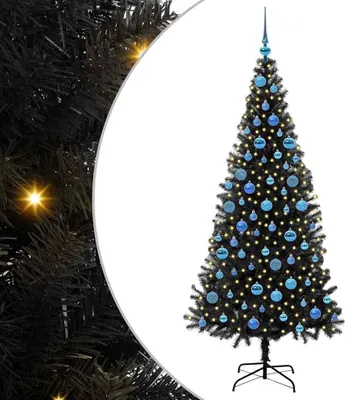 Image de vidaXL Arbre de Noël avec 300 LED avec support noir 180 cm PVC