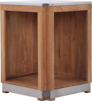 Image de Meuble d'angle Teako Design Rivera en teck massif et inox, 92 Ã— 65 Ã— 65 cm