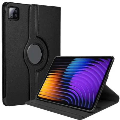 Image de Coque pour Xiaomi Pad 7 / 7 Pro, Protection Antichoc Anti-Rayures avec Support Rotatif - Noir