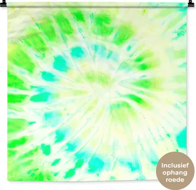 Produktbild von MuchoWow® Wandteppich Wandbehang Krawattenfärbung - Grün - Farbe 90x90 cm Tapisserie Dekoration Wandtuch - Wandaufhänger