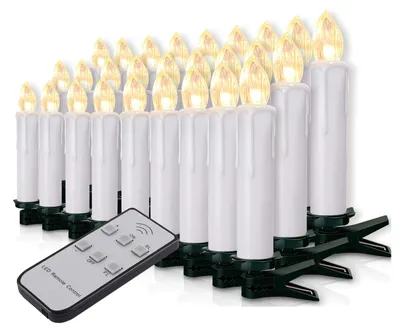 Obrázek produktu pro LED svíčky na vánoční stromek - Bílé - 30 ks - Dálkové ovládání - Ø 18 mm x 10 cm
