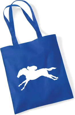Produktbild von Huuraa Jutebeutel Pferderennen Silhouette 10 Liter Bright Royal Baumwolle Tasche Geschenkidee