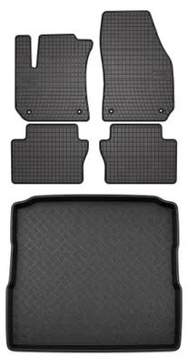 Image de Tapis en caoutchouc + bac de coffre pour Opel Zafira B 2005-2011 (coffre standard) – 5 pièces, noirs, sur mesure