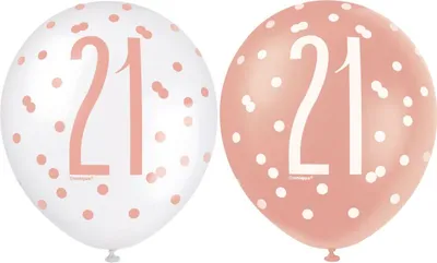 Produktbild von 6 Luftballons roségold Zahl 21