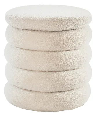 Obrázek produktu pro Sedací taburet Kobolo Sedací puf taburet s úložným prostorem BAHATI - boucle látka teddy látka bílá - sedací taburet sedací vak podnožka kostka sedací polštář podlahový polštář