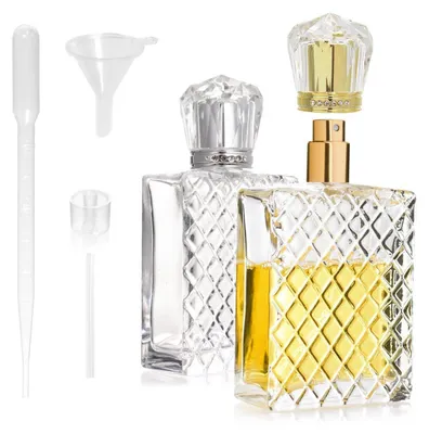 Obrázok produktu pre 2 kusy parfumových rozprašovačov, opakovateľne plniteľných, objem 100 ml, sklenené, priehľadné