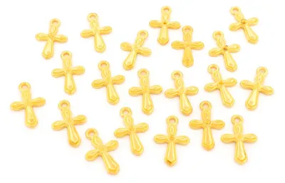 Produktbild von Vintageparts Anhänger Kreuz Metalllegierung goldfarben Strassfassung 20mm, 20 Stück