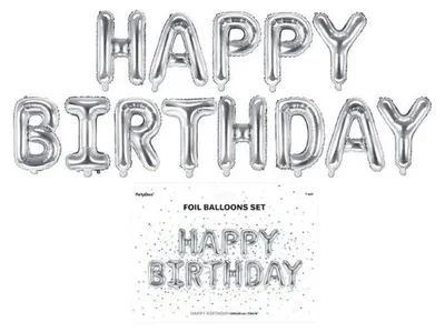 Image de Ballon en plastique Happy Birthday, argenté