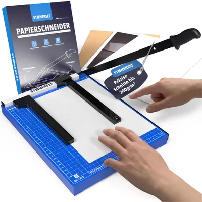 Produktbild von Papierschneidemaschine A4 Papierschneider Hebelschneider aus Metall Schneidet bis 8 Blatt 80 g/m² auf einmal und Karton bis 200 g/m²