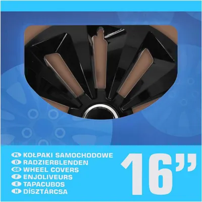 Obrázok produktu pre Sada krytov kolies Fox čierny 16 palcový 4 kusy vo vitríne