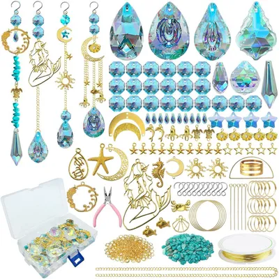 Immagine prodotto di Kit per creare decorazioni per finestre a forma di cristalli, 425 pezzi, fai da te, da appendere, color oro