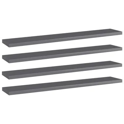 Zdjęcie produktu dla Półki na książki, 4 szt., wysoki połysk, szare, 60x10x1,5 cm