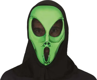 Produktbild von Halloween Alien Maske Mit Kapuze Maskerade SciFi Party Klaue Grünes Gesicht Futuristisch Unheimlich Grusel Abenteurer Fasching Mysteriös Kreaturenoptik Neues Universum Galaxie Gruselspaß Kostüm Weltraum Horror, Farbe: Grün