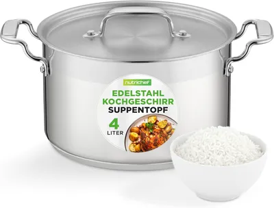 Produktbild von NutriChef Kochtopf Edelstahl 4,7L Induktion – Kompakter Topf mit Deckel für Singlehaushalt & kleine Familien Spülmaschinenfest & platzsparend