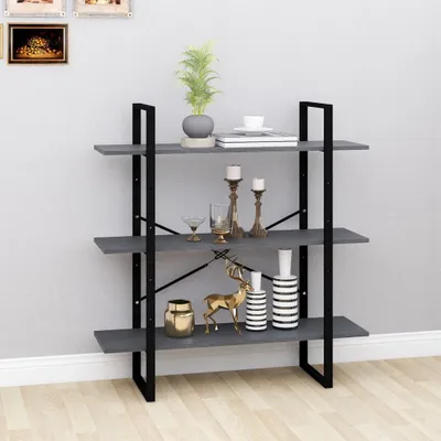 Produktbild von Bücherregal - Standregal - Aktenregal - 3 Böden - Grau 100x30x105 cm - Massivholz Kiefer - Wohnzimmerschrank CC27205