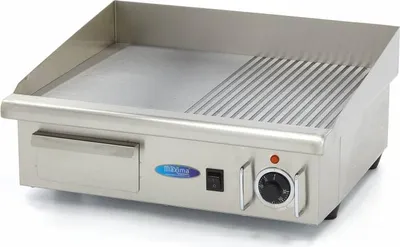 Produktbild von Maxima - Gastro Grillplatte - Halb Gerillt - 55 cm - inkl. Tropfschale