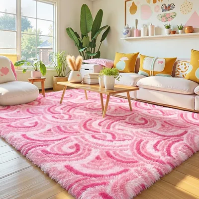 Productafbeelding van Hoogpolig tapijt met regenboogmotief, 160x230 cm, wasbaar, antislip, geschikt voor kinderkamers