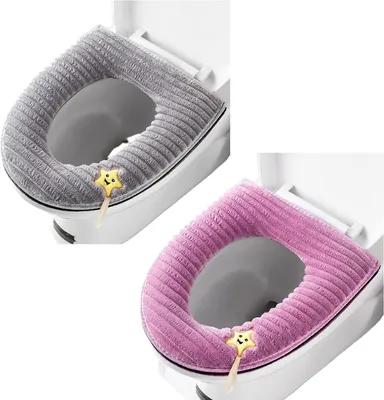 Imagen del producto de Almohadillas para el asiento del inodoro, suaves, gruesas, paquete de 2 unidades, lavables, para el baño