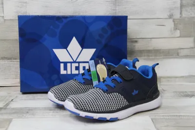 Produktbild von LICO Burschen Sportschuh dunkelblau und grau-weiß gemustert, mit Klettverschluss und Gummischnürung 40