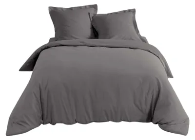 Image de Housse de couette Percale 240 x 260 cm Percalines Anthracite