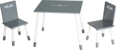 Produktbild von roba Kinder Sitzgruppe 'Rock Star Baby 3', 2 Kinderstühle & 1 Tisch, Holz, dunkelgrau lackiert