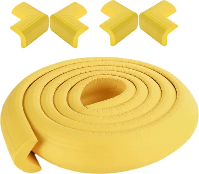 Image de CANDeal 2 mètres de protection de bord de fil rayé et 4 x protections de coin, mousse haute densité premium bébé outil ménager de protection pour table, banc et autres meubles de maison - Jaune