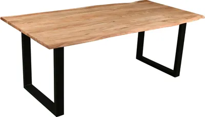 Produktbild von Esstisch Baumkante massiv Akazie eichefarben 200 x 100 cm schwarz DEREK