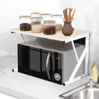 Produktbild von Mikrowellenhalter Küchenregal Mikrowelle Regale Rack Organizer 54x35x34.5cm Weiß