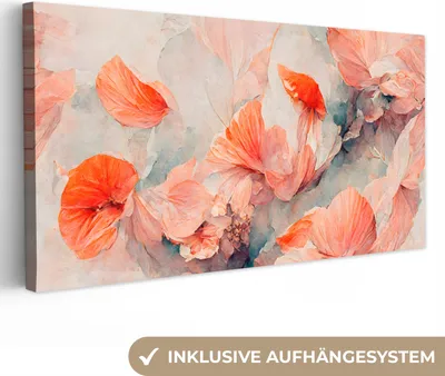 Obrázok produktu pre MuchoWow® - Plátno - Kvety - Listy - Rastliny - Ružová, nástenná maľba, nástenné dekorácie obrazy obývacia izba, 40x20cm