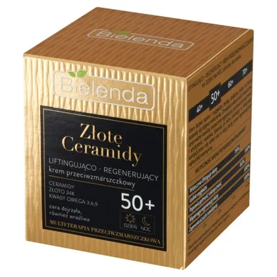 Produktbild von Bielenda Golden Ceramides Anti-Falten Lifting- und Regenerationscreme 50+ für Tag und Nacht 50ml