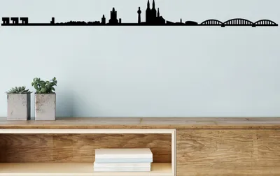 Image de Wallity, Cologne Skyline, décoration murale, noir, métal, 120 x 12 cm