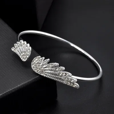 Produktbild von Modeschmuck Strass Engelsflügel Weibliche Manschette Dünnes Armband Offener Armreif