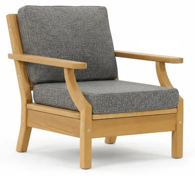 Produktbild von Gartenstuhl Moderner Stil Grau Holzrahmen Bequem Weich Kissen