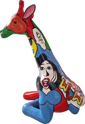 Produktbild von Casa Padrino Luxus Deko Skulptur Giraffe Bunt H. 80 cm - Große Deko Figur - XXL Deko Skulptur - XXL Deko Figur - XXL Tierfigur - Wohnzimmer Deko - Garten Deko - Deko XXL Figuren