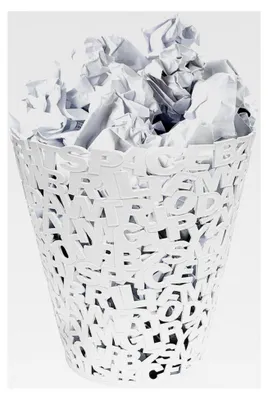 Produktbild von Papierkorb Letters in Weiß aus Kunststoff, 30 cm