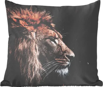 Produktbild von MuchoWow® Zierkissen Sofakissen Wohnzimmer Dekokissen 60x60 cm Löwe - Blätter - Tiere - Sitzfläche - Foto Polster