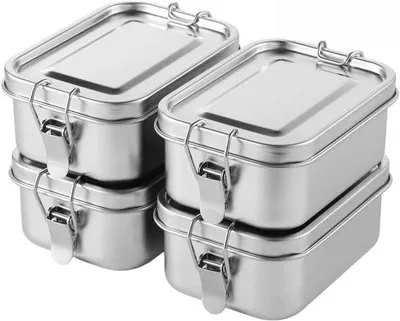 Produktbild von Famanu Lunchboxen 550 ml - Edelstahl Bento-Boxen, auslaufsicher und stapelbar