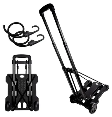 Produktbild von Faltbare Sackkarre, Rucksackwagen, robuster Gepäckwagen mit 2 elastischen Seilen für Gepäck, Rucksack, Reisen, Umzug, Einkaufen, Büro