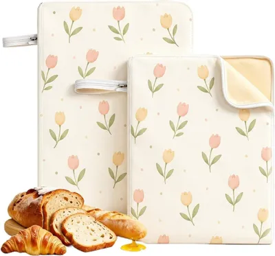 Obrázek produktu pro Brotmeister – Včelí sáček na chléb, sada 2 kusů (43 × 33 cm) – Opakovaně použitelný lněný sáček s včelím voskem, ideální na domácí chléb a pečivo