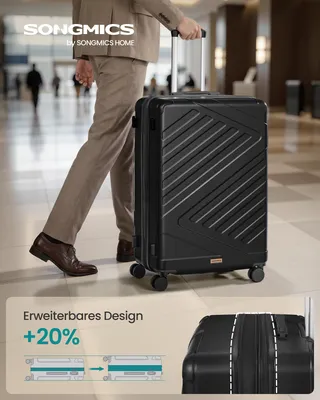 Produktbild von SONGMICS Koffer, Hartschalenkoffer mit TSA-Schloss und Koffergurt, erweiterbar, XL, 75 cm, für Urlaub, 4 Rollen, schwarz