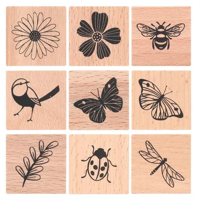 Stempel-Set, 9 Holzstempel für DIY & Scrapbooking