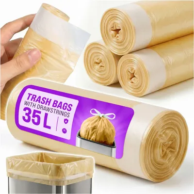 Obrázok produktu pre Vrecie Na Odpad S Páskou, 10 Rolí, 35 L, Žlté