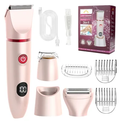 Produktbild von Elektrischer Rasierer für Frauen, 3 in 1 Körper Rasierer, Doppelköpfiger Sharver, IPX6 wasserdicht, Type-C-Aufladung